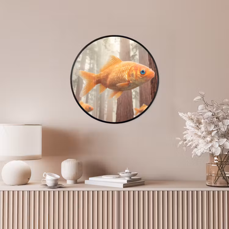 Photo Frame Round - Fish - Forest - Fantasy - Vis - Bos - Fantasie Fotolijst rond zonder passe partout klein