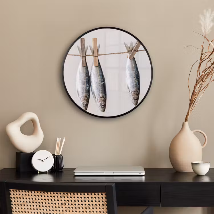 Photo Frame Round - Fish - Hanging - Food - Vis - Hangend - Eten Fotolijst rond zonder passe partout klein