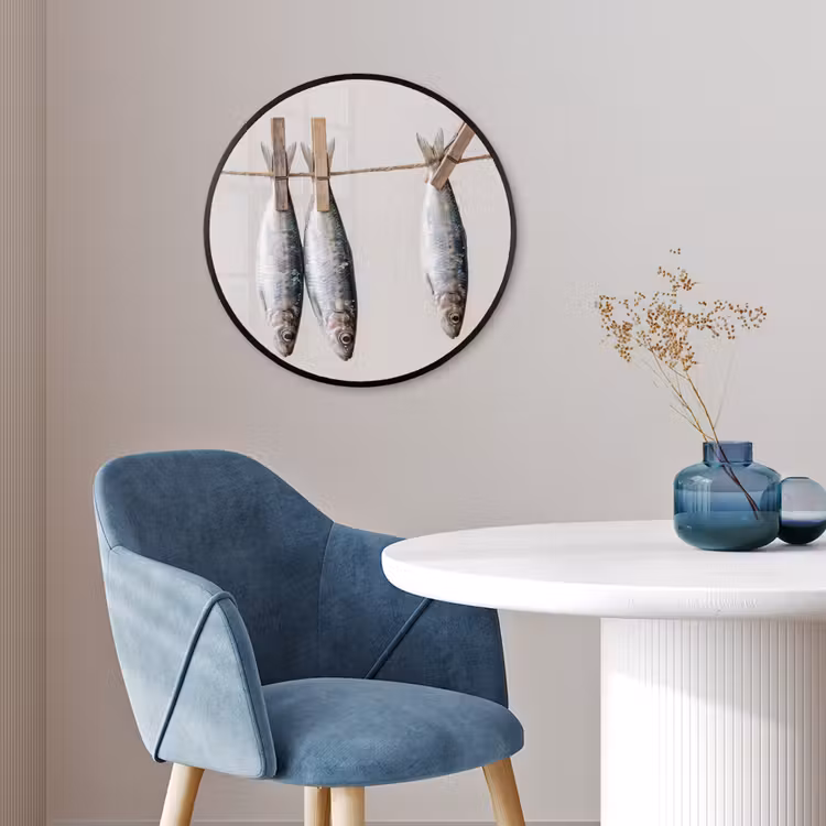 Photo Frame Round - Fish - Hanging - Food - Vis - Hangend - Eten Fotolijst rond zonder passe partout klein