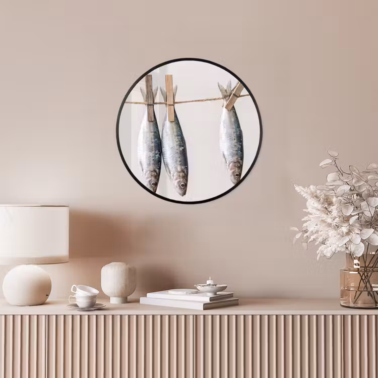 Photo Frame Round - Fish - Hanging - Food - Vis - Hangend - Eten Fotolijst rond zonder passe partout klein