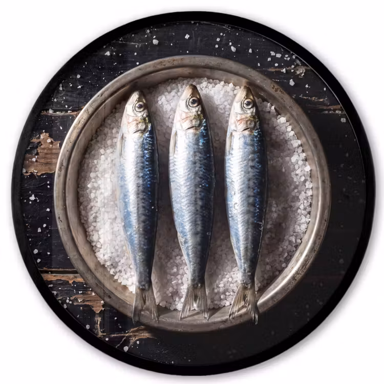 Photo Frame Round - Fish - Salt - Food - Vis - Zout - Eten Fotolijst rond zonder passe partout klein
