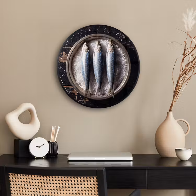 Photo Frame Round - Fish - Salt - Food - Vis - Zout - Eten Fotolijst rond zonder passe partout klein