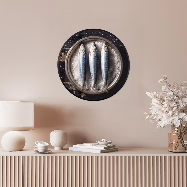 Photo Frame Round - Fish - Salt - Food - Vis - Zout - Eten Fotolijst rond zonder passe partout klein