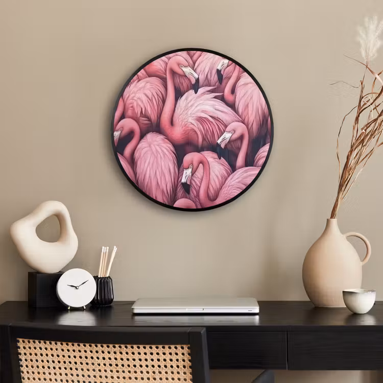 Flamingo - Roze - Dieren Fotolijst rond zonder passe partout klein -sfeer1