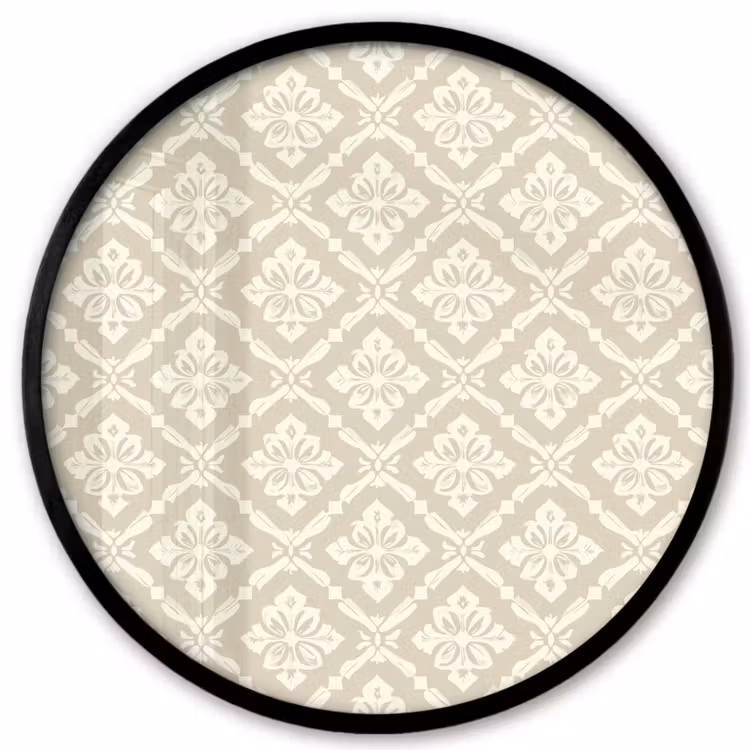 Floraal - Ornament - Beige Fotolijst rond zonder passe partout klein 856 -3d
