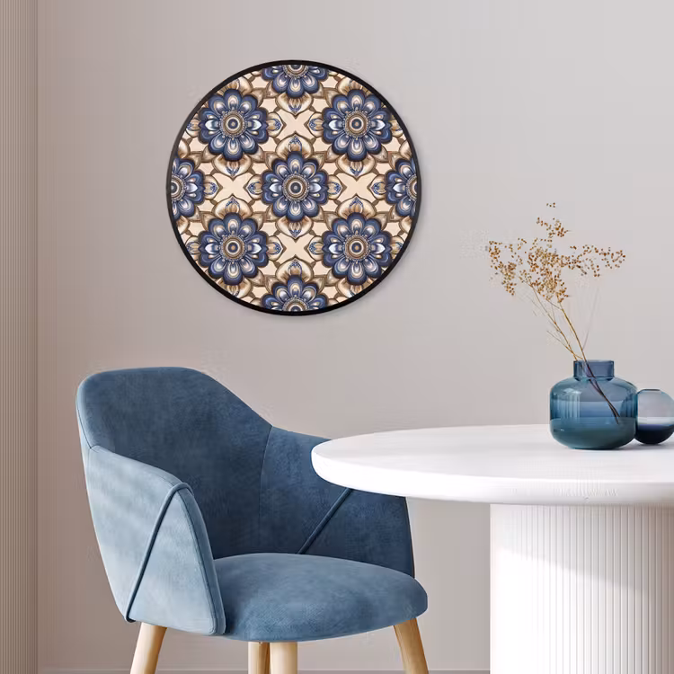 Floraal - Ornament - Blauw Fotolijst rond zonder passe partout klein 856 -sfeer2