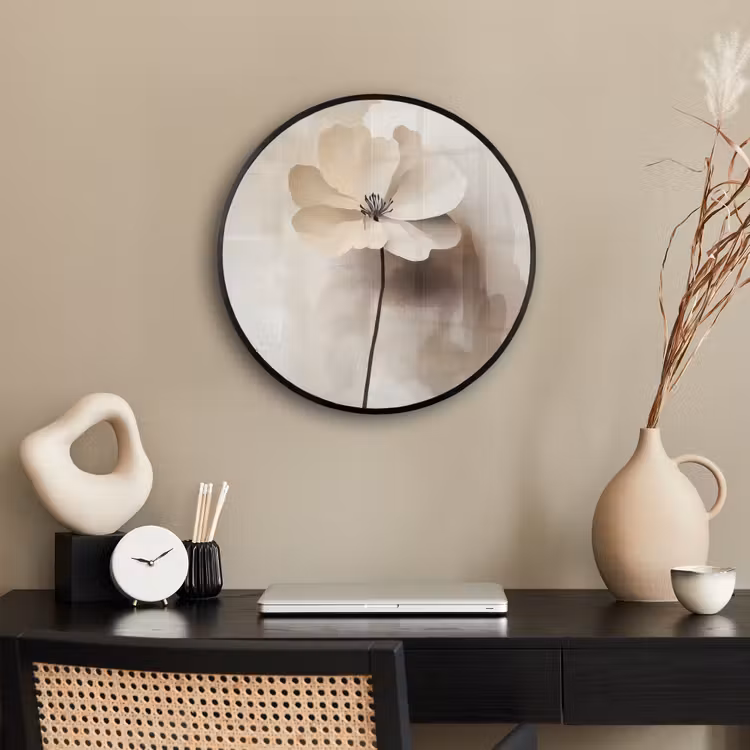 Bloem - Beige - Verf - Schaduw Fotolijst rond zonder passe partout klein -sfeer1