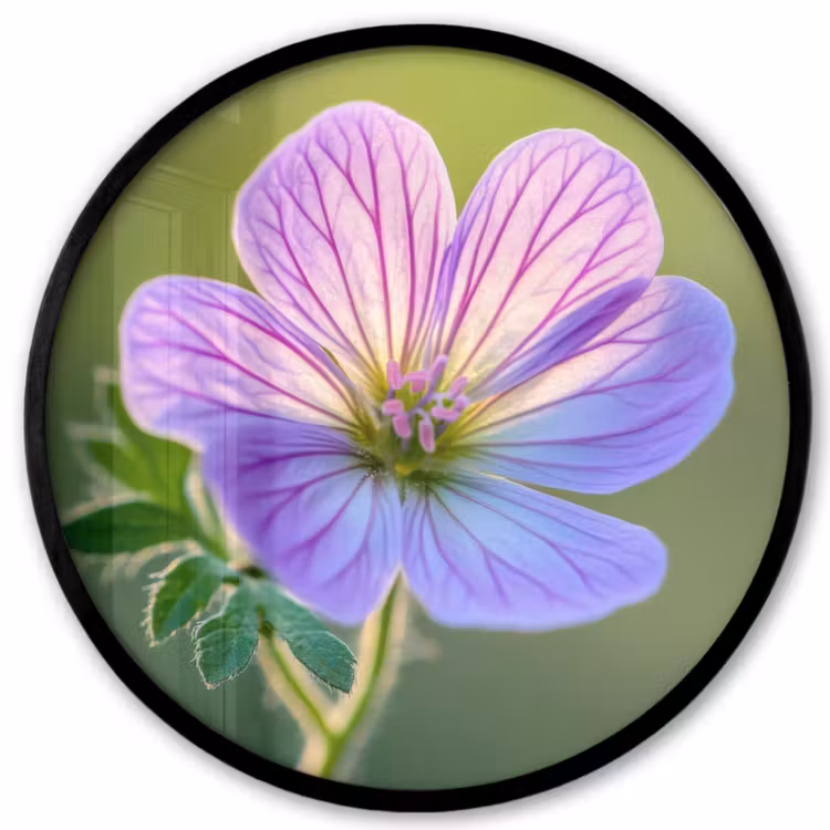 Bloem - Close up - Paars Fotolijst rond zonder passe partout klein -3d