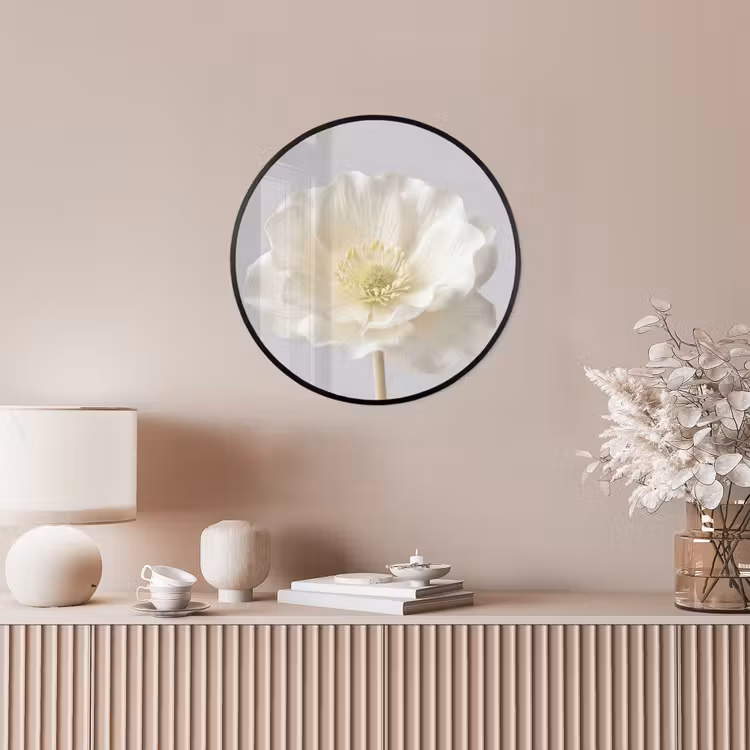 Bloem - Minimalistisch -Wit Fotolijst rond zonder passe partout klein -sfeer3