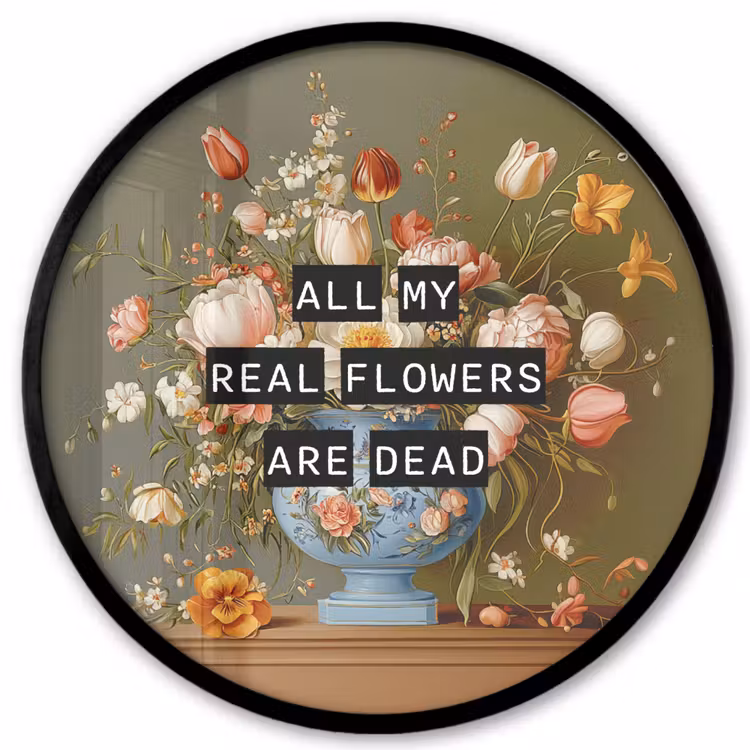 Bloem - Quote - Vintage - Art Fotolijst rond zonder passe partout klein -3d