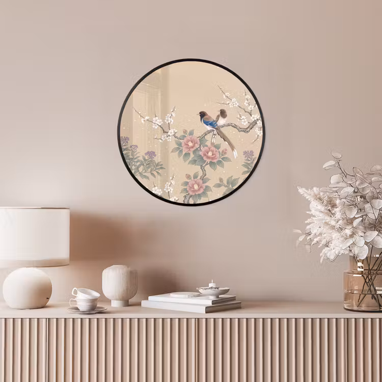Bloemen - Vogels - Bloemen Fotolijst rond zonder passe partout klein -sfeer3