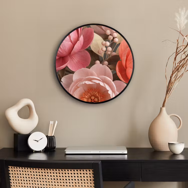 Bloemen - Bloesem - Zacht - Koraal - Decoratie Fotolijst rond zonder passe partout klein -sfeer1