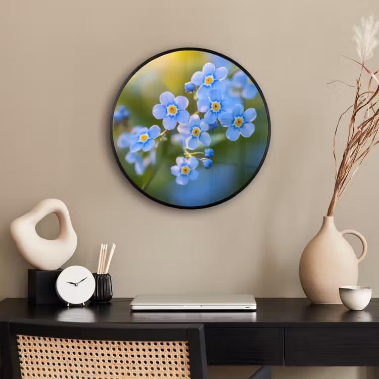 Bloemetjes - Blauw - Vergeet mij nietjes Fotolijst rond zonder passe partout klein -sfeer1