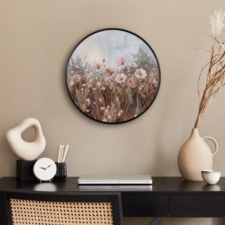 Bloemen - Botanisch - Schilderij - Pastel - Rustiek Fotolijst rond zonder passe partout klein -sfeer1