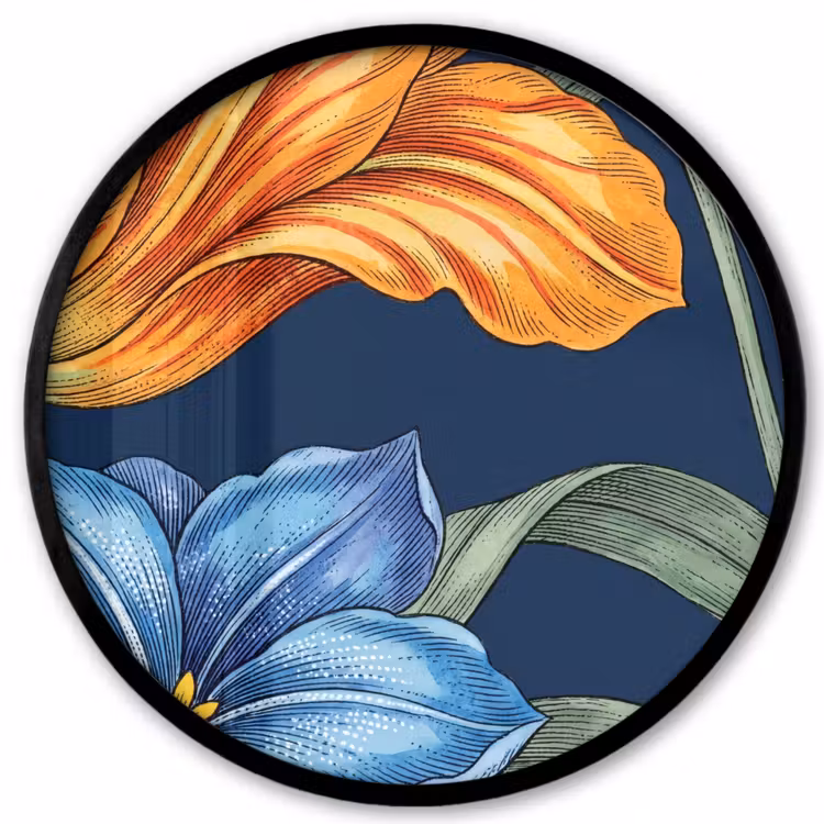 Photo Frame Round - Flowers - Botanical - Pattern - Bloemen - Botanisch - Patroon Fotolijst rond zonder passe partout klein