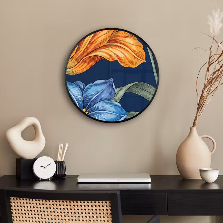 Photo Frame Round - Flowers - Botanical - Pattern - Bloemen - Botanisch - Patroon Fotolijst rond zonder passe partout klein