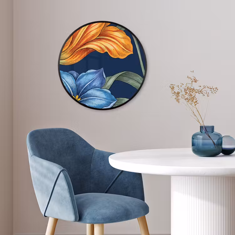 Photo Frame Round - Flowers - Botanical - Pattern - Bloemen - Botanisch - Patroon Fotolijst rond zonder passe partout klein