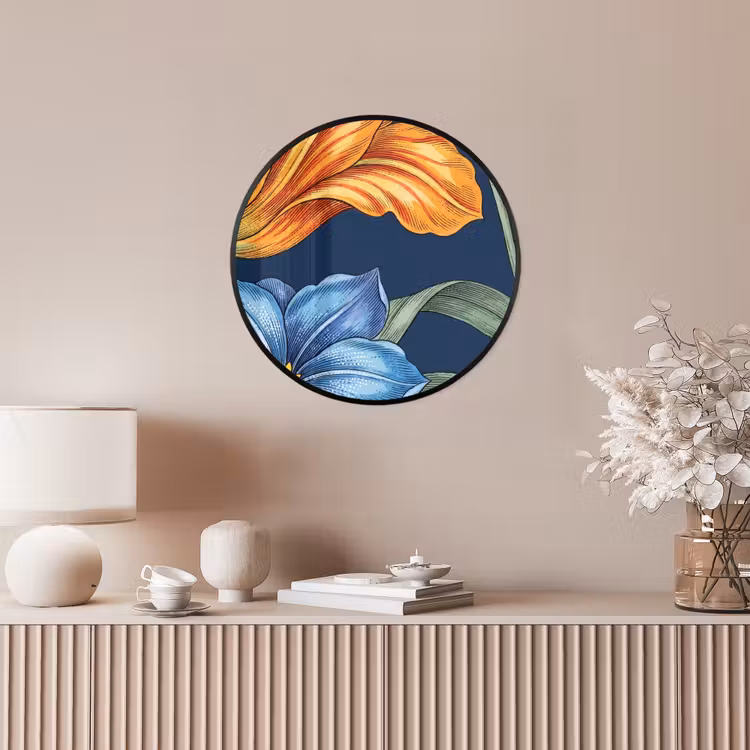 Photo Frame Round - Flowers - Botanical - Pattern - Bloemen - Botanisch - Patroon Fotolijst rond zonder passe partout klein