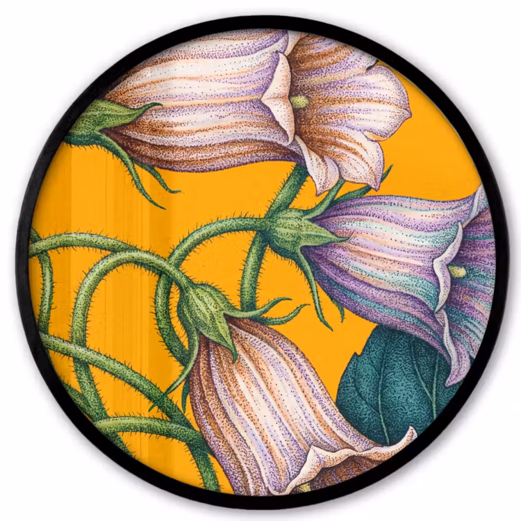 Photo Frame Round - Flowers - Botanical - Yellow - Bloemen - Botanisch - Geel Fotolijst rond zonder passe partout klein