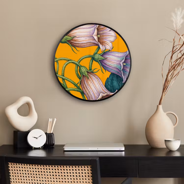 Photo Frame Round - Flowers - Botanical - Yellow - Bloemen - Botanisch - Geel Fotolijst rond zonder passe partout klein