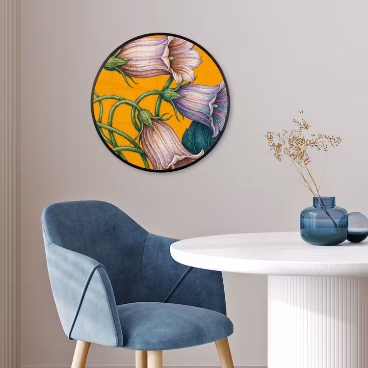 Photo Frame Round - Flowers - Botanical - Yellow - Bloemen - Botanisch - Geel Fotolijst rond zonder passe partout klein
