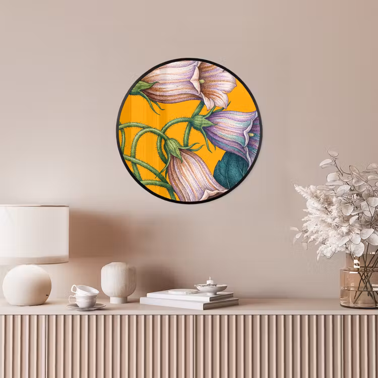Photo Frame Round - Flowers - Botanical - Yellow - Bloemen - Botanisch - Geel Fotolijst rond zonder passe partout klein