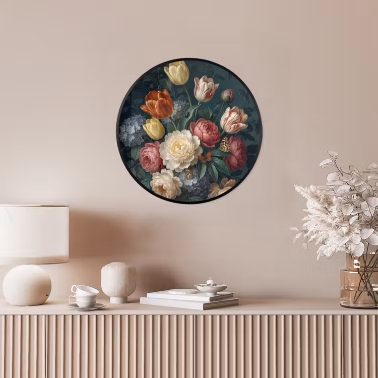 Bloemen - Boeket - Natuur - Klassiek - Donker Fotolijst rond zonder passe partout klein -sfeer3