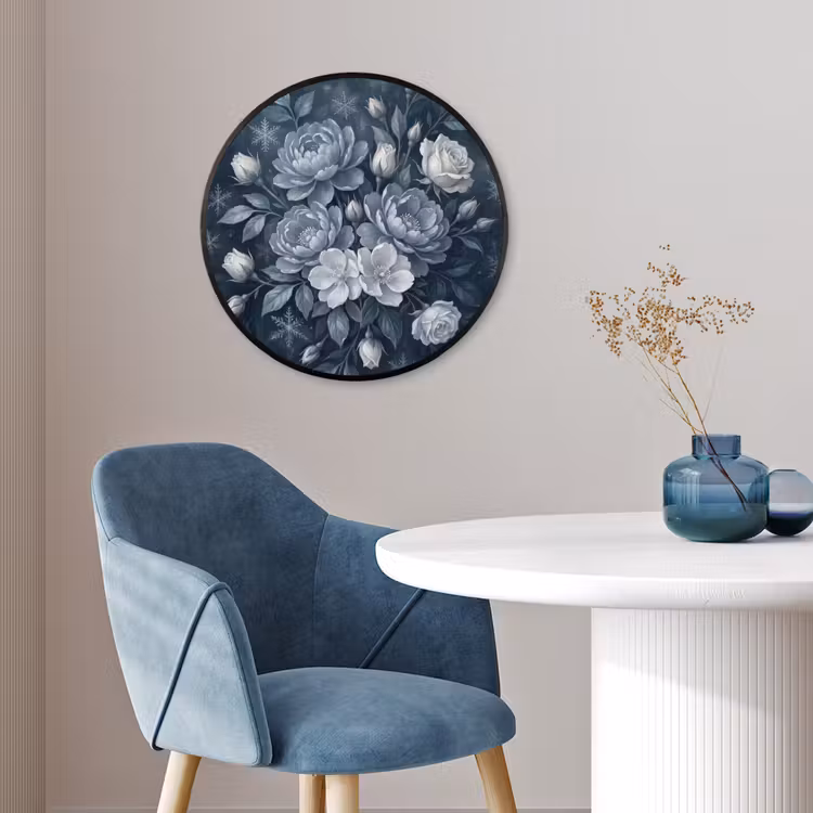Bloemen - Boeket - Winter - Abstract - Blauw Fotolijst rond zonder passe partout klein -sfeer2