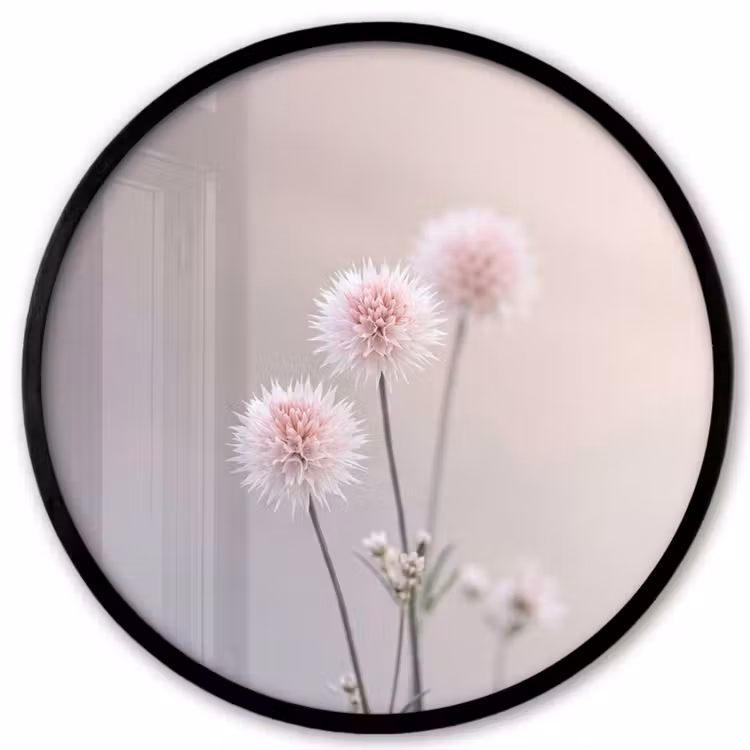 Bloemen - Bollen - Roze Fotolijst rond zonder passe partout klein -3d