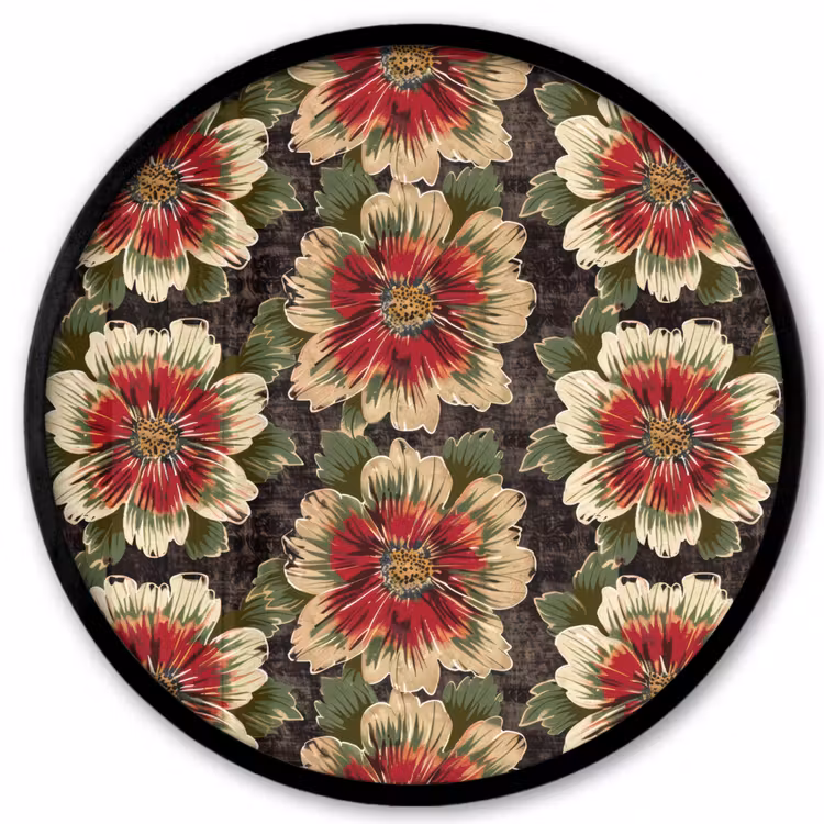 Bloemen - Klassiek - Patroon - Rood Fotolijst rond zonder passe partout klein 856 -3d