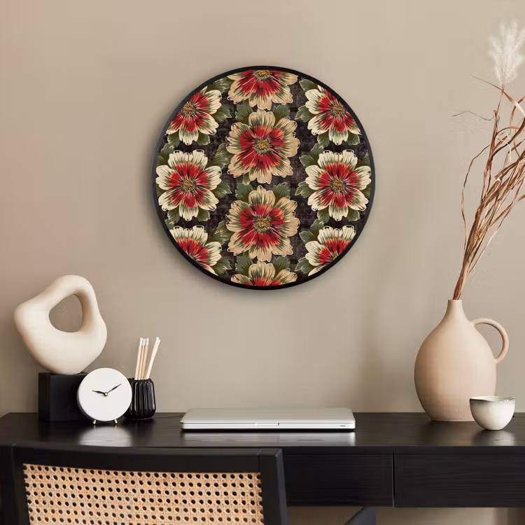 Bloemen - Klassiek - Patroon - Rood Fotolijst rond zonder passe partout klein 856 -sfeer1