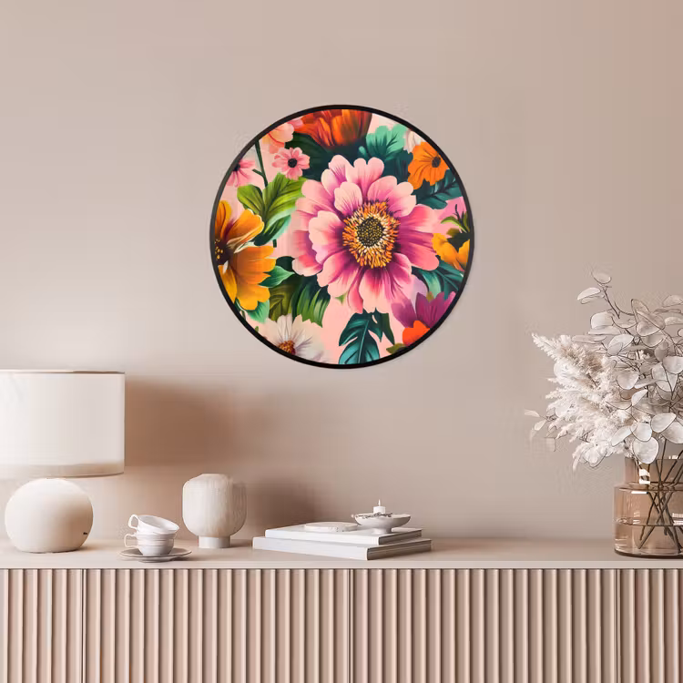 Bloemen - Kleurrijk - Roze Fotolijst rond zonder passe partout klein -sfeer3
