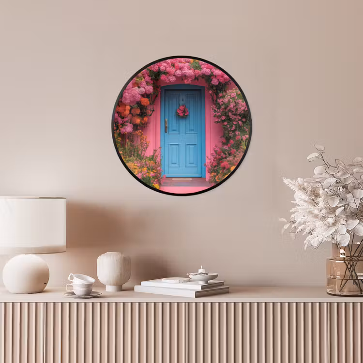 Bloemen - Deur - Roze Fotolijst rond zonder passe partout klein -sfeer3