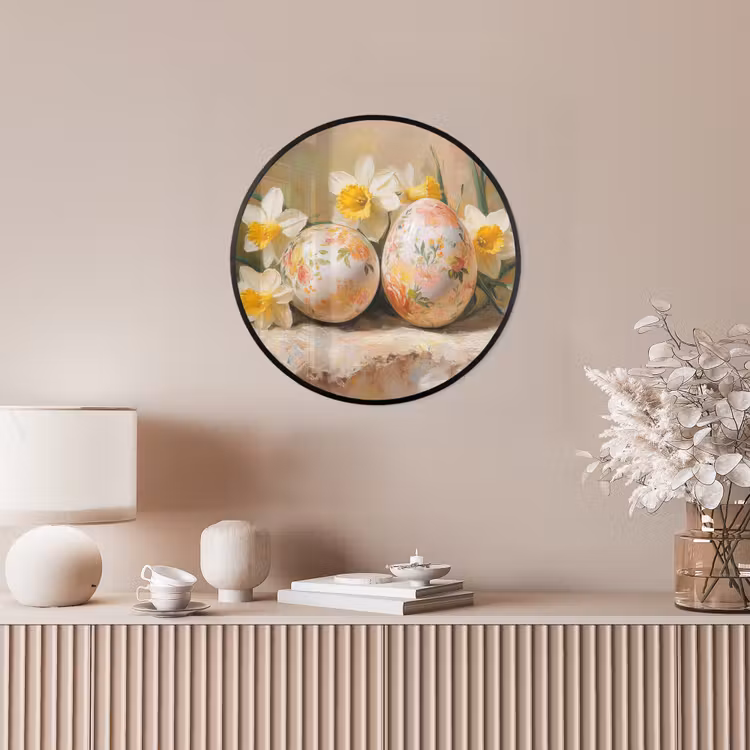 Bloemen - Eieren - Geschilderd Fotolijst rond zonder passe partout klein -sfeer3