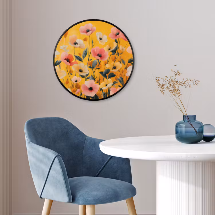 Bloemen - Veld - Geel Fotolijst rond zonder passe partout klein -sfeer2