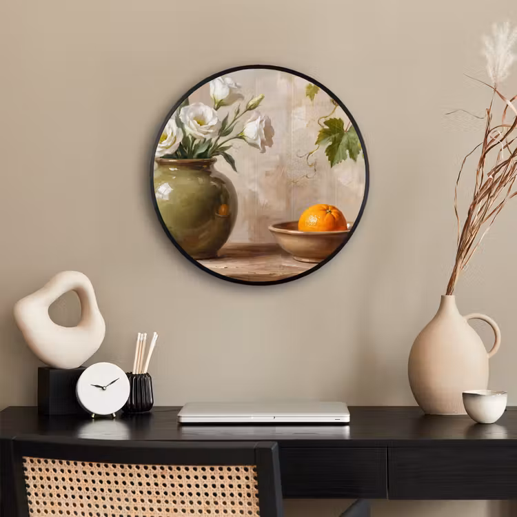 Photo Frame Round - Flowers - Fruit - Still Life - Bloemen - Fruit - Stilleven Fotolijst rond zonder passe partout klein