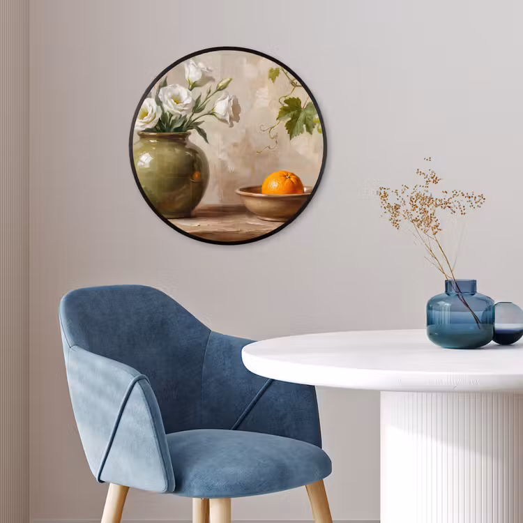 Photo Frame Round - Flowers - Fruit - Still Life - Bloemen - Fruit - Stilleven Fotolijst rond zonder passe partout klein