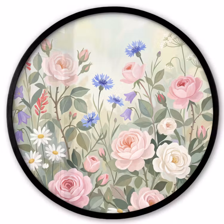 Bloemen - Tuin - Natuur - Kleurrijk Fotolijst rond zonder passe partout klein -3d