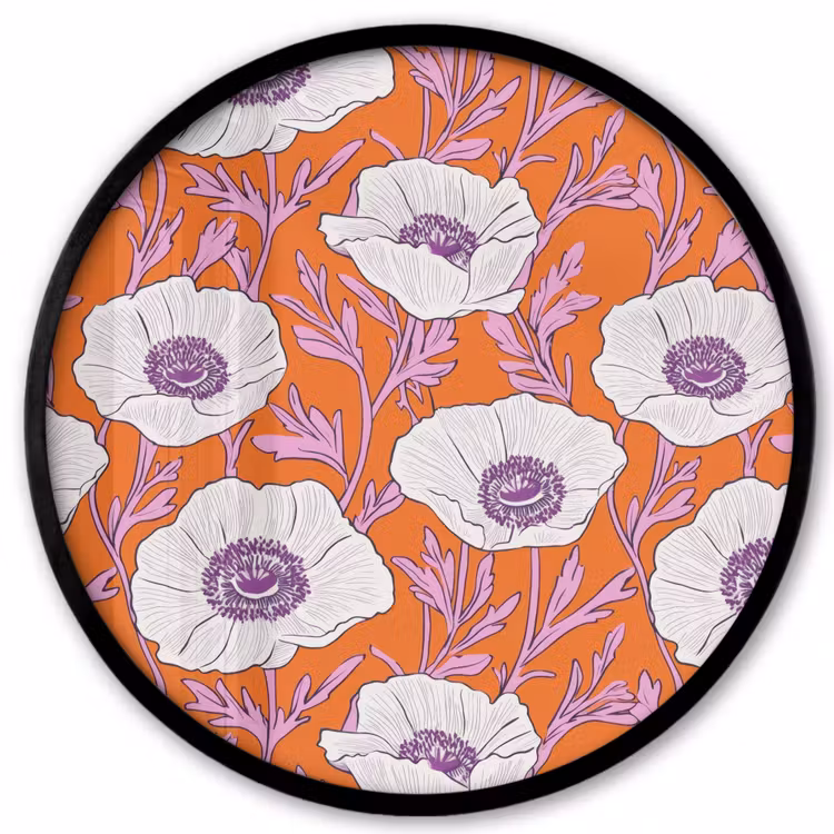 Bloemen - Grafisch - Oranje Fotolijst rond zonder passe partout klein 856 -3d