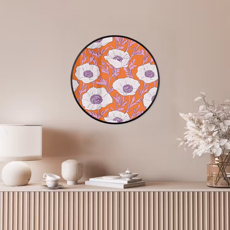 Bloemen - Grafisch - Oranje Fotolijst rond zonder passe partout klein 856 -sfeer3