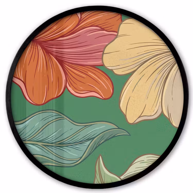 Photo Frame Round - Flowers - Greenery - Illustration - Bloemen - Groen - Illustratie Fotolijst rond zonder passe partout klein