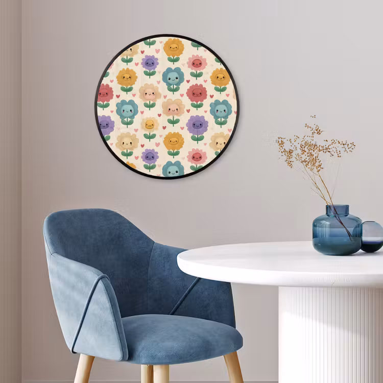 Bloemen - Hartjes - Kleurrijk Fotolijst rond zonder passe partout klein 856 -sfeer2