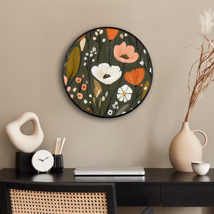 Bloemen - Illustratie - Groen Fotolijst rond zonder passe partout klein -sfeer1
