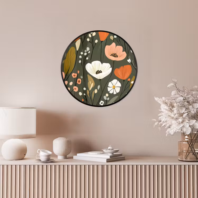 Bloemen - Illustratie - Groen Fotolijst rond zonder passe partout klein -sfeer3