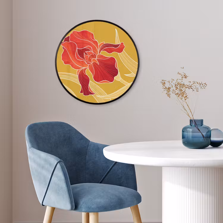 Photo Frame Round - Flowers - Illustration - Red - Bloemen - Illustratie - Rood Fotolijst rond zonder passe partout klein