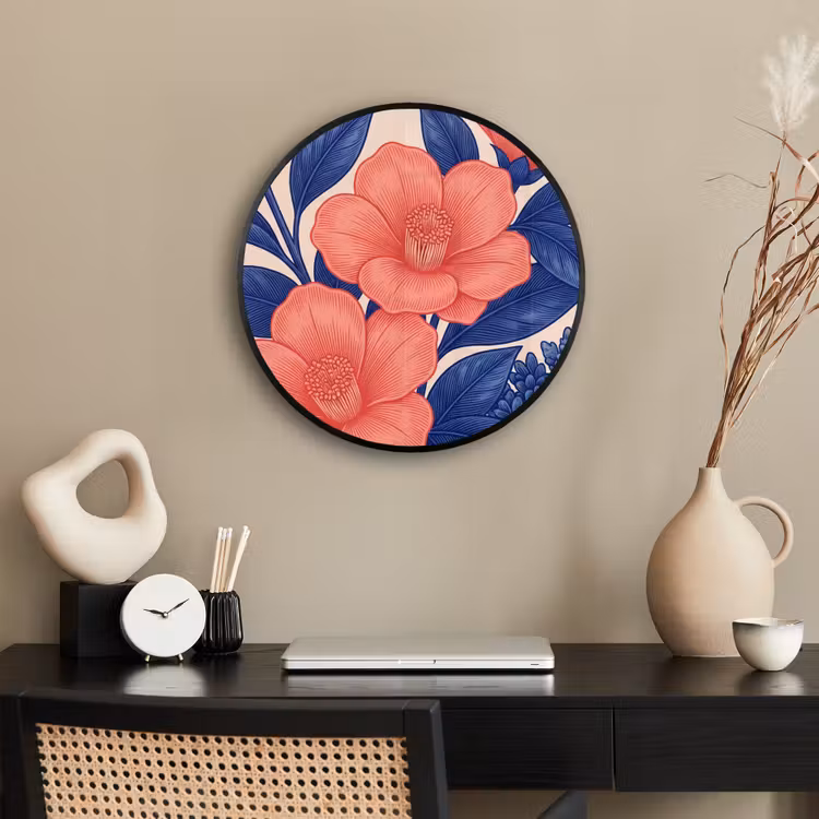 Photo Frame Round - Flowers - Leaves - Botanical - Bloemen - Bladeren - Botanisch Fotolijst rond zonder passe partout klein