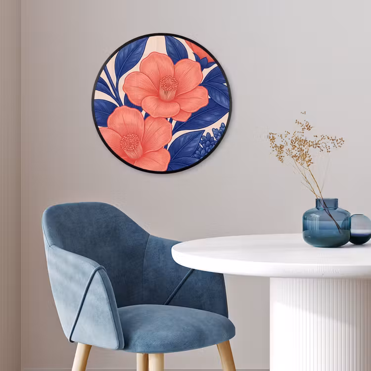 Photo Frame Round - Flowers - Leaves - Botanical - Bloemen - Bladeren - Botanisch Fotolijst rond zonder passe partout klein