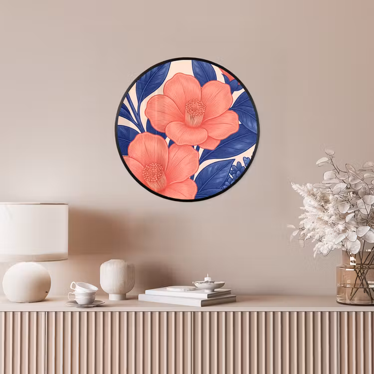 Photo Frame Round - Flowers - Leaves - Botanical - Bloemen - Bladeren - Botanisch Fotolijst rond zonder passe partout klein