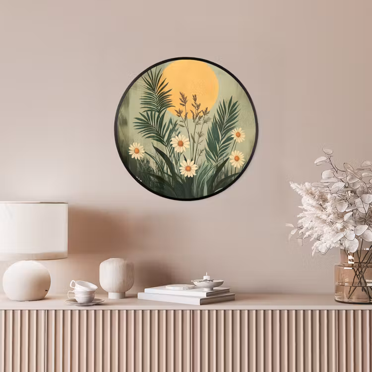 Bloemen - Bladeren - Zon - Groen Fotolijst rond zonder passe partout klein -sfeer3