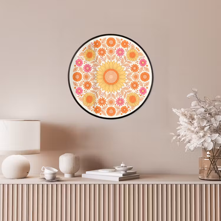 Bloemen - Mandala - Patroon - Kleurrijk Fotolijst rond zonder passe partout klein -sfeer3